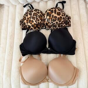 Lot of 3 Victoria's Secret Marvelous Plunge Push Up Bras Sexy Support Women 34B